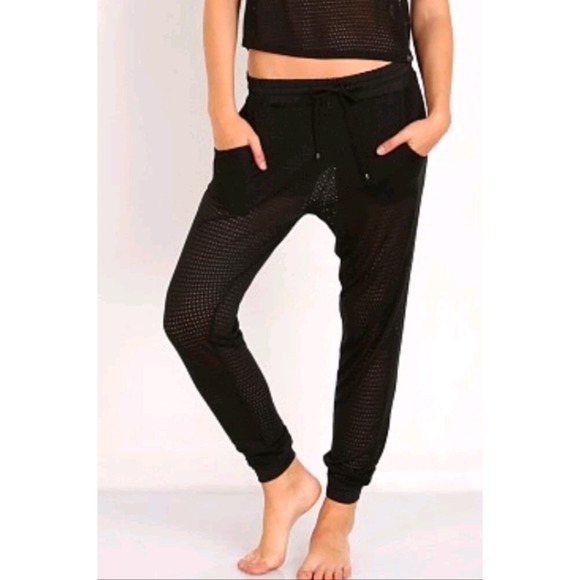 Koral Black Mesh Double Layer Joggers Pants - Picture 1 of 13